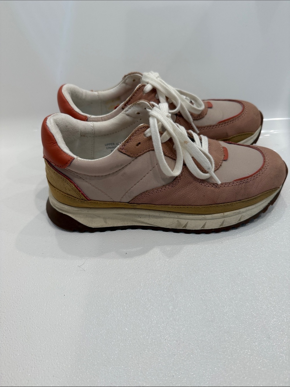 Madewell Pink and Tan Mixed-Material Platform Sneakers